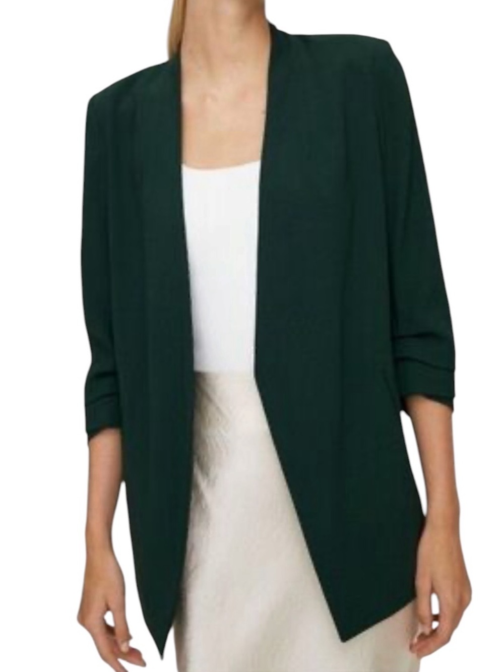 Babaton Power blazer in forest green cropped sleeve size 4 excellent condition